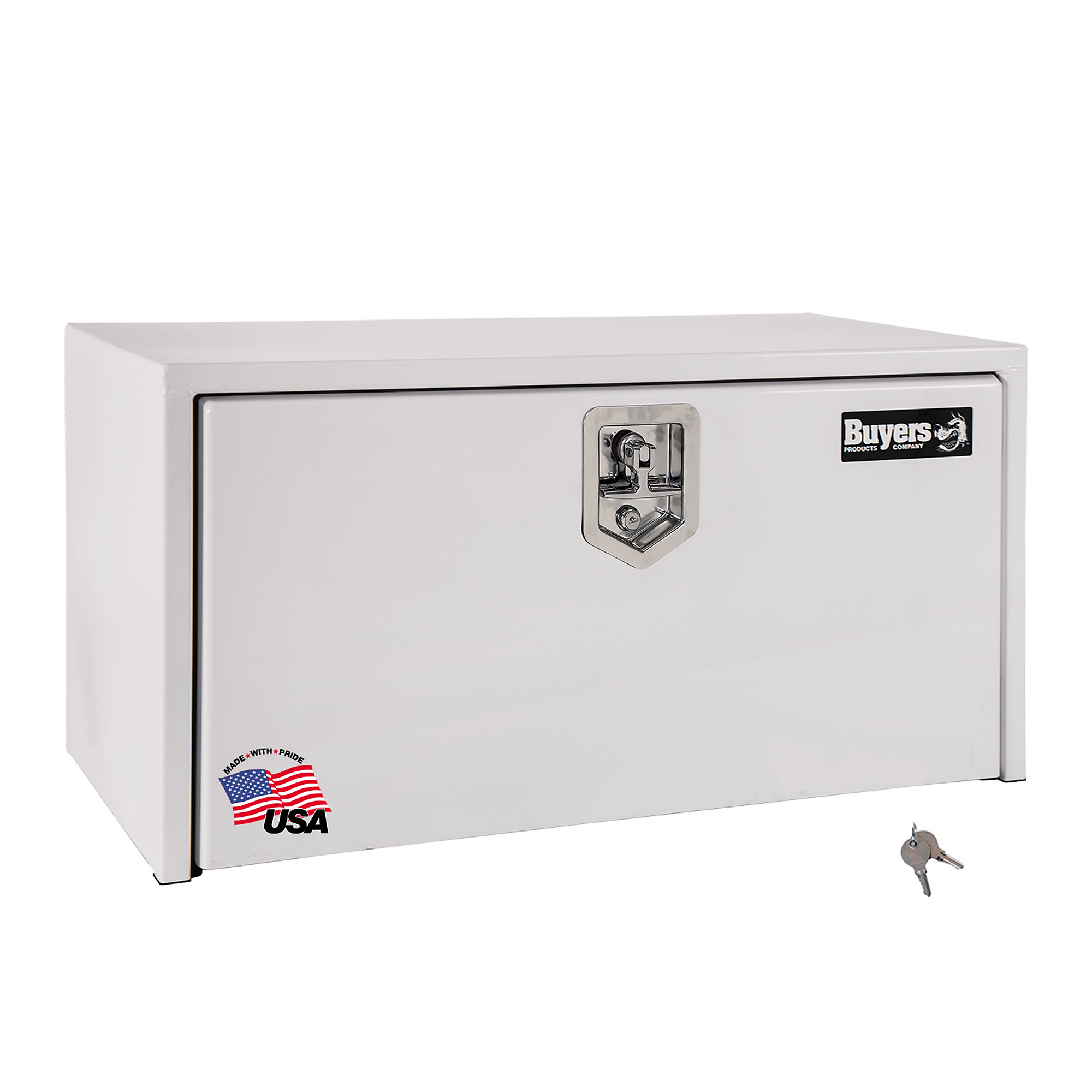 Buyers Products, 30x16x14in. Underbody Truck Bed Tool Job Storage Box, Width 30 in, Material Carbon Steel, Color Finish Glossy White, Model# 1703403